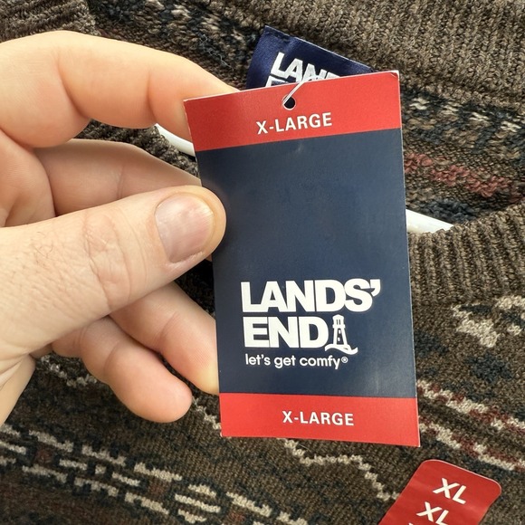 Lands End Sweater Adult XL Multicolor Fair Isle Knit Crewneck Grandpa Old Money - Picture 10 of 13